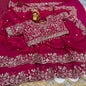 Designer Embroidered Satin Saree with Stitched Blouse | Heavy Sequin Border | Party Wear Saree