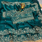 Designer Embroidered Satin Saree with Stitched Blouse | Heavy Sequin Border | Party Wear Saree