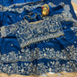 Designer Embroidered Satin Saree with Stitched Blouse | Heavy Sequin Border | Party Wear Saree