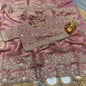 Designer Embroidered Satin Saree with Stitched Blouse | Heavy Sequin Border | Party Wear Saree